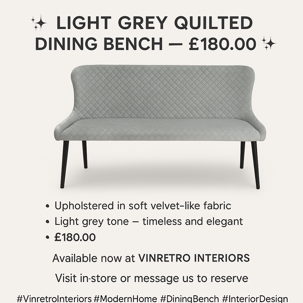 Light Grey Quilted Bench