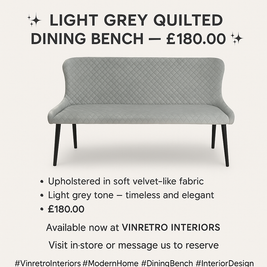 Light Grey Quilted Bench