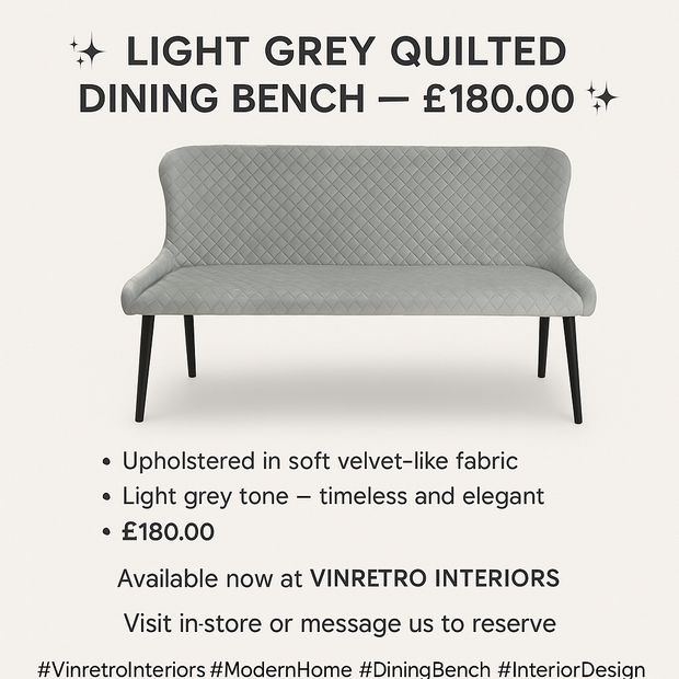 Light Grey Quilted Bench