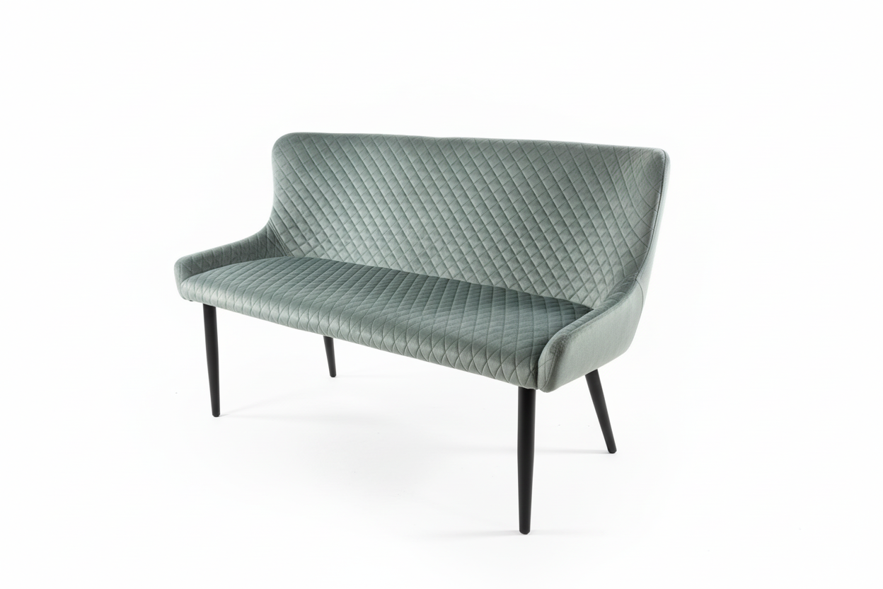 Enhanced sage green quilted sofa